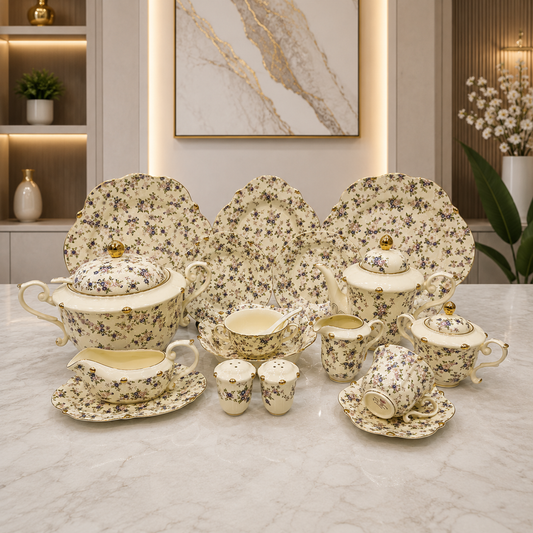 Royal Albert 75 Pcs Dinner Set – Elegant English Floral Bone China Collection