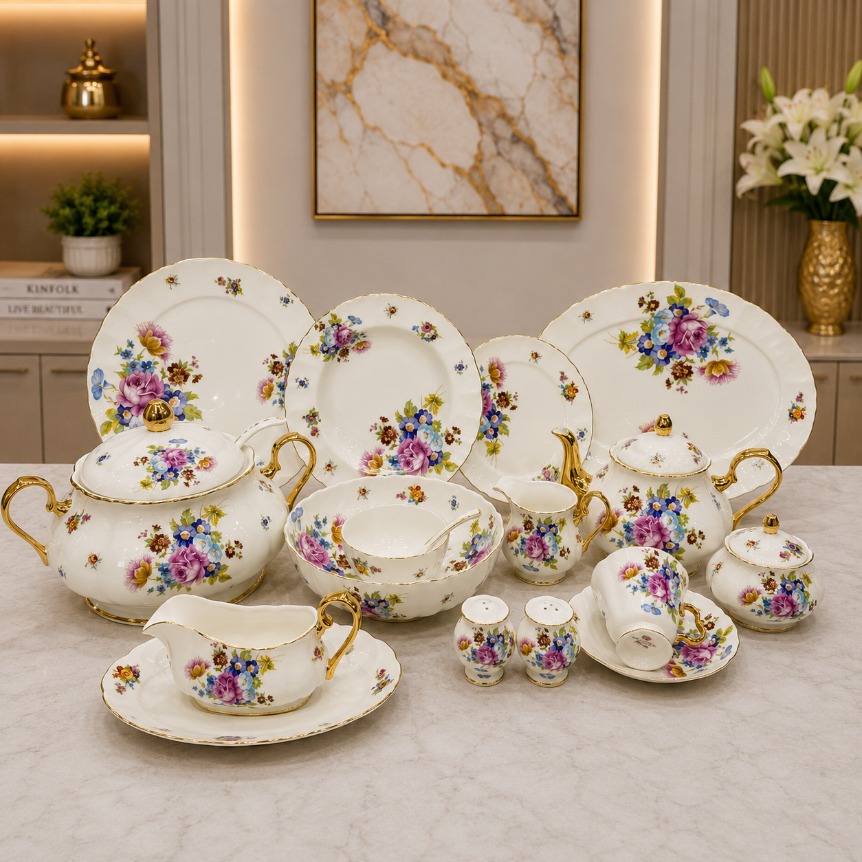 Royal Albert 75 Pcs Dinner Set – Premium Wildflower Bone China Collection