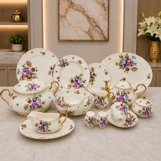 Royal Albert 75 Pcs Dinner Set – Premium Wildflower Bone China Collection