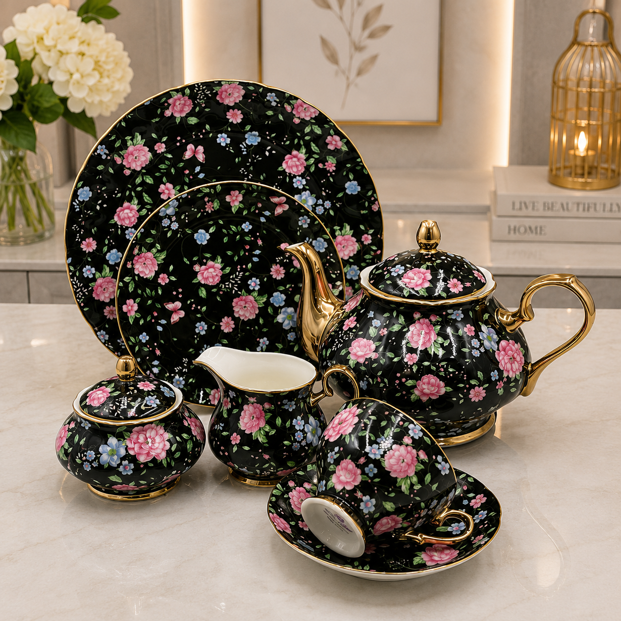 Royal Albert 24 Pcs Tea Set – Midnight Bloom