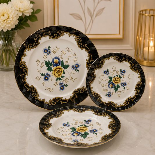 Royal Albert Midnight Bloom 18-Piece Plate Set
