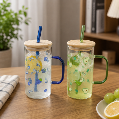 Transparent Glass Mug with Lid