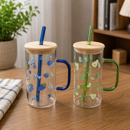 Transparent Glass Mug with Lid