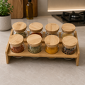 Premium Bamboo Spice Jar Set – 8 Piece