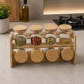 Premium Bamboo Spice Rack Set – 8 Jar Organizer