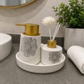 Luxury Ceramic Bathroom Accessory Set with Soap Dispenser & Reed Diffuser Tray
