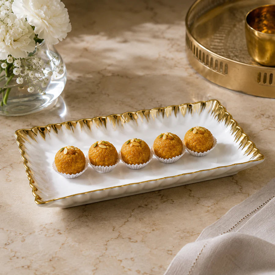 Brilliant Gold Splash Rectangular Ceramic Platter