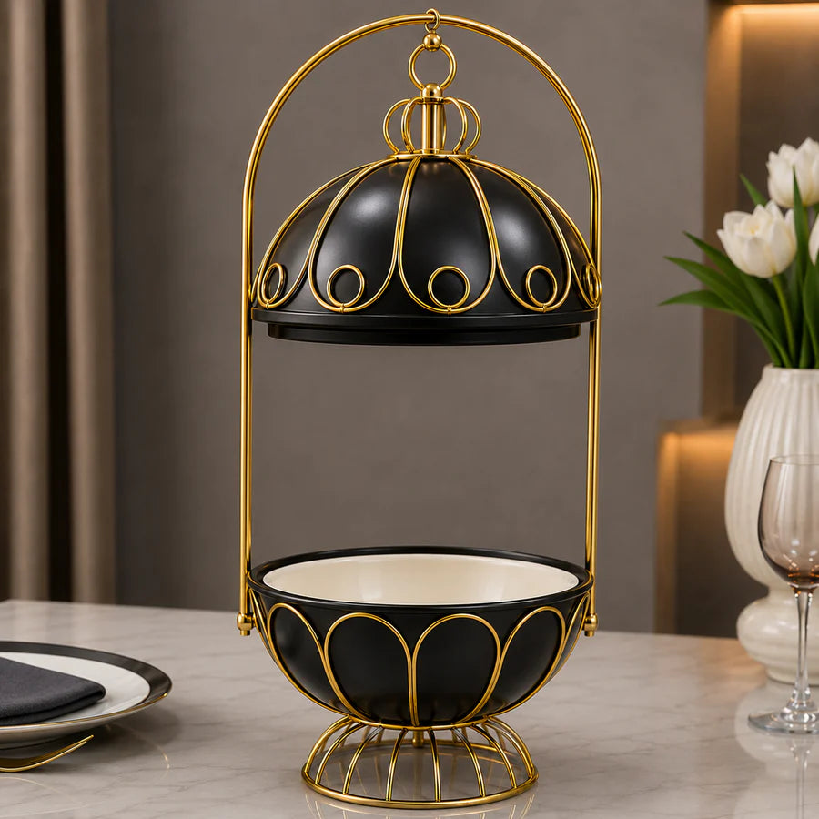 Brilliant Royal Grande Black & Gold Casserole with Stand – 5L