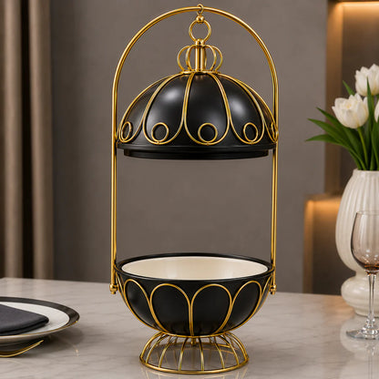 Brilliant Royal Grande Black & Gold Casserole with Stand – 5L