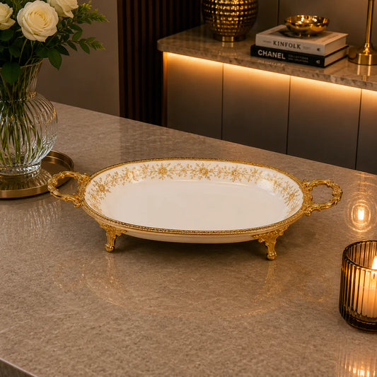 Brilliant Royal Gold Oblong Deep Serving Tray – 42x21x6cm