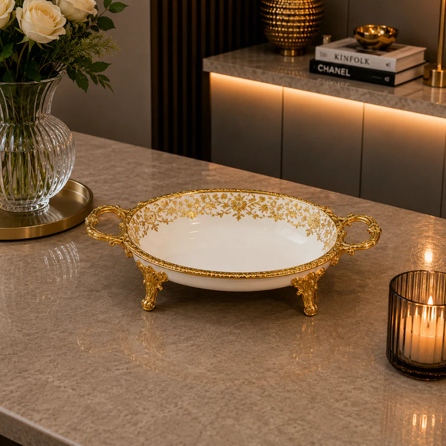 Brilliant Royal Gold Oval Deep Serving Tray – 33x21x6cm