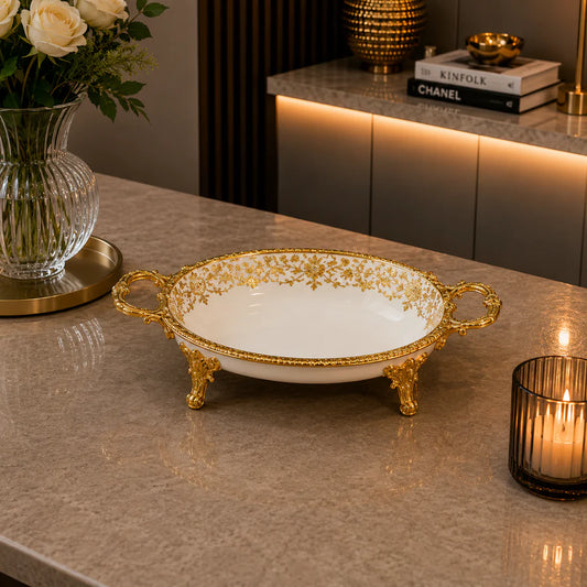 Brilliant Royal Gold Oval Deep Serving Tray – 33x21x6cm