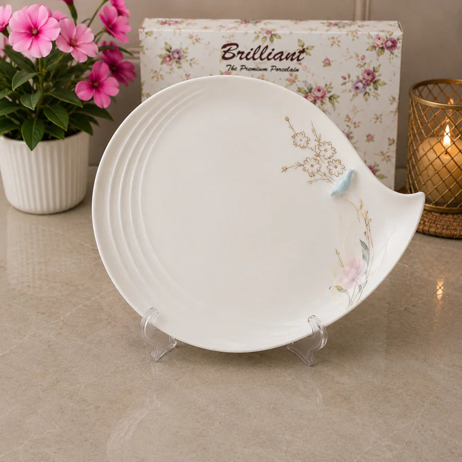 Brilliant Blue Blossom 12" Bird Ceramic Serving Plate