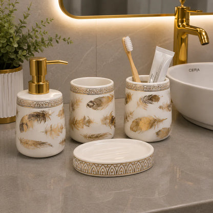 Brilliant Luxury Gold Leaf Bathroom Accessory Set