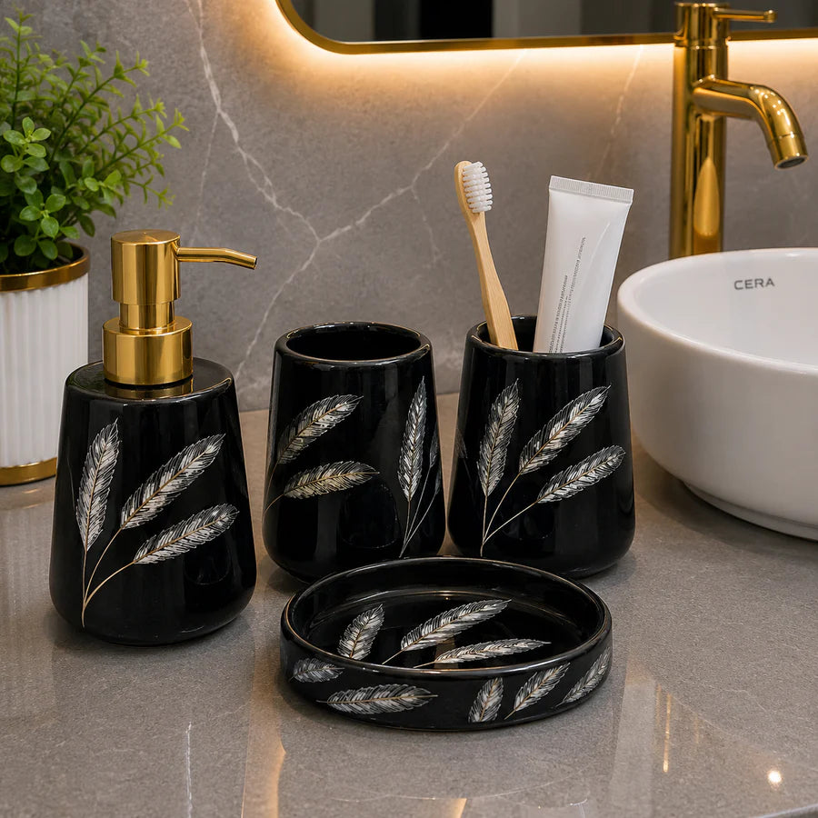 Brilliant Luxury Black Wheat Bathroom Accessory Set