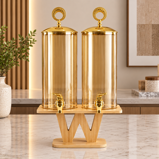 2-in-1 Glass Beverage Dispenser – 3.3L (Gold)