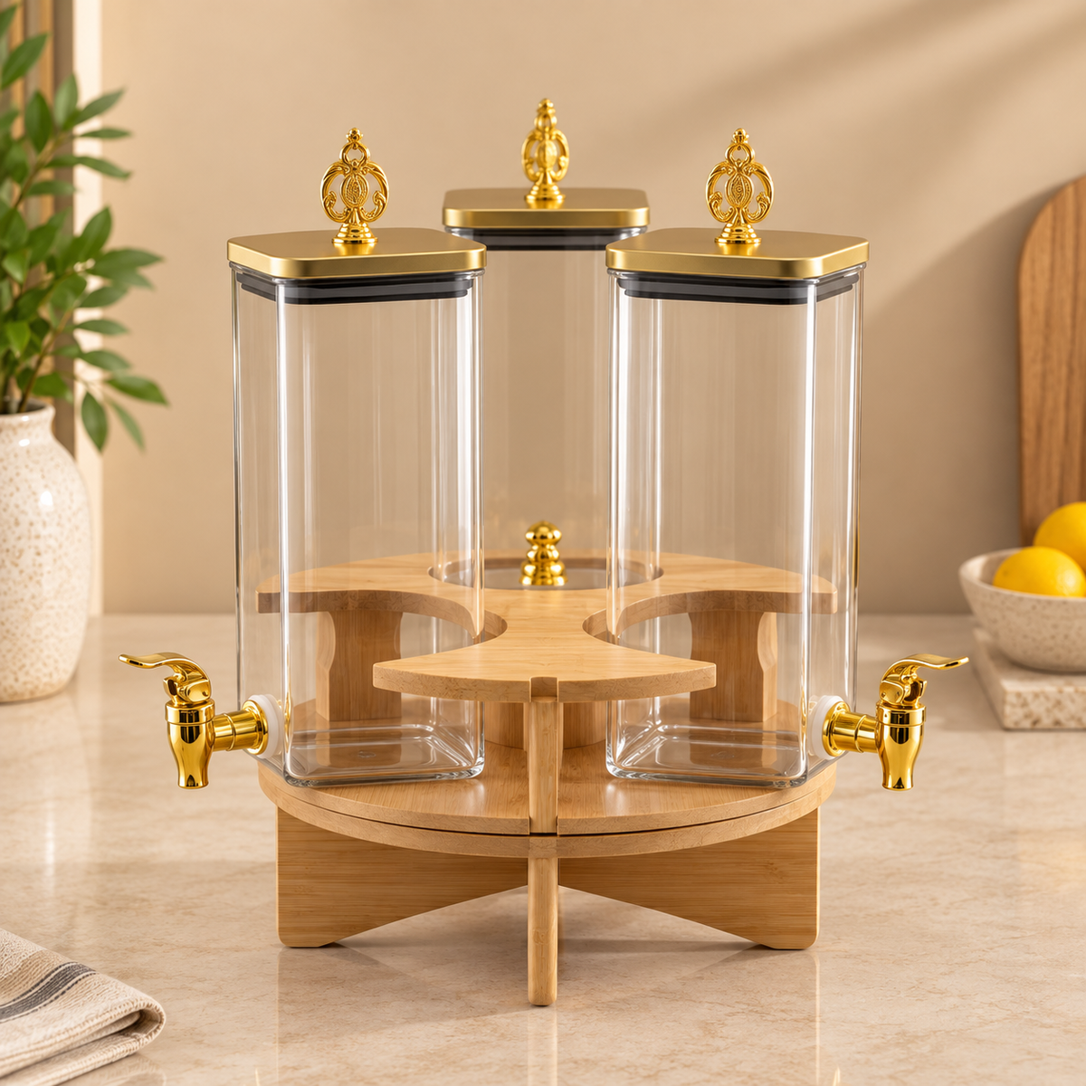 3-in-1 Glass Beverage Dispenser – 2.2L (Clear)