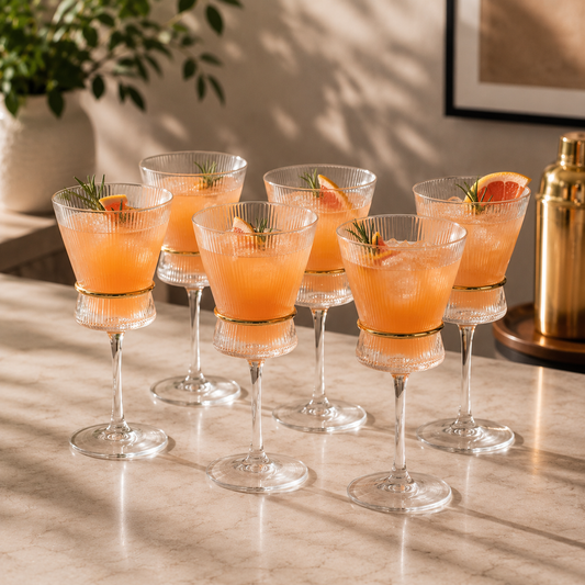 Crystal Golden Champagne Goblets - Set of 6