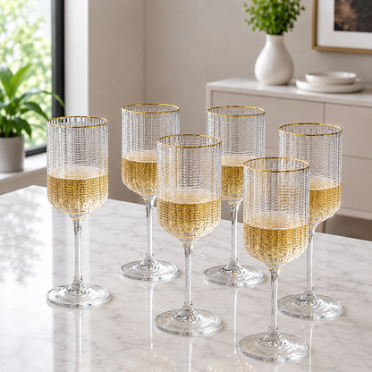 Crystal Champagne Goblets Glass - Set of 6