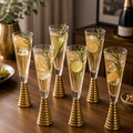Screw Champagne Flutes Glass - Gold - Set of 6