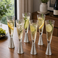 Screw Champagne Flutes Glass - Silver - Set of 6