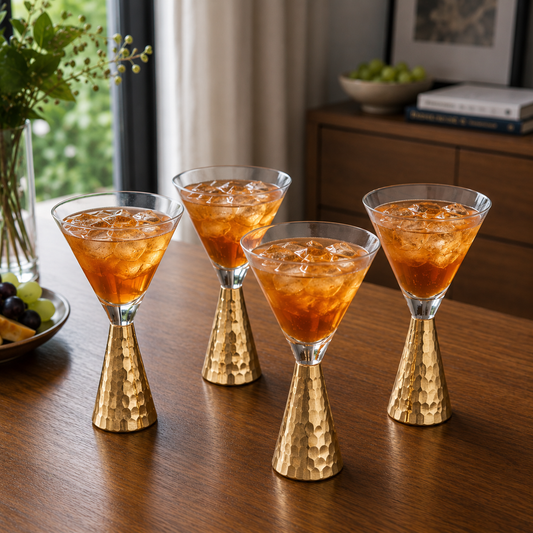 Hammered Cocktail Flutes Glass - 4 Pcs