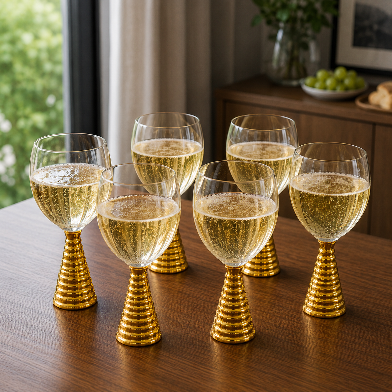 Screw Champagne Goblets Glass - Gold - Set of 6
