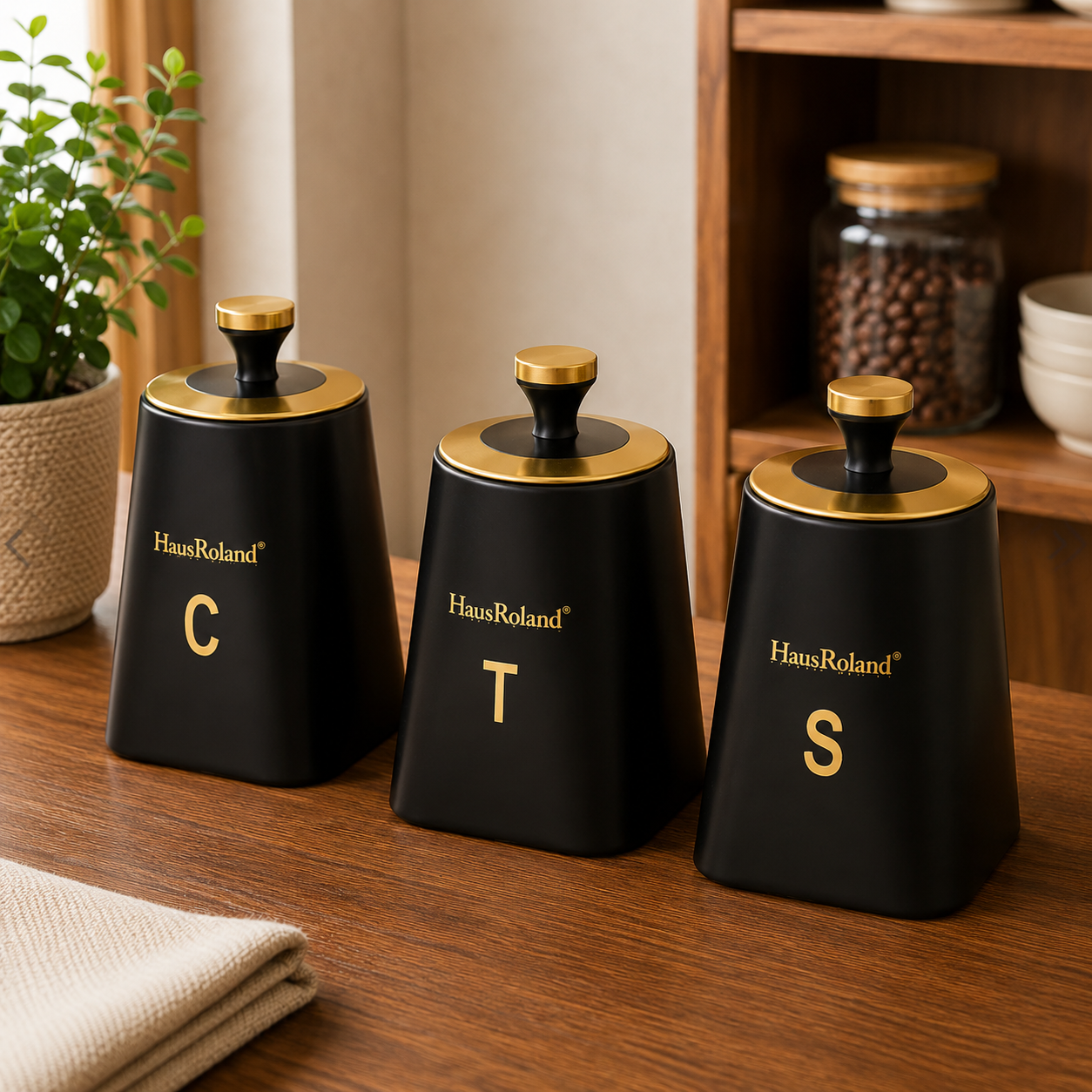 HausRoland Luxe Trio Canister Set - Black