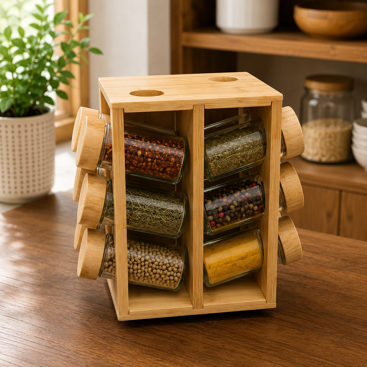 Shengya 12 Pieces Wooden Spice Rack