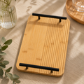 2-Piece Bamboo Serving Tray Set with Black Metal Handles