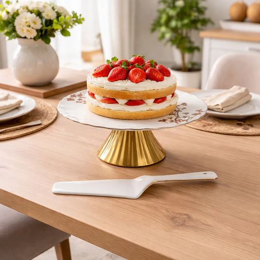 Angela 10.5" Ceramic Cake Stand with Lifter