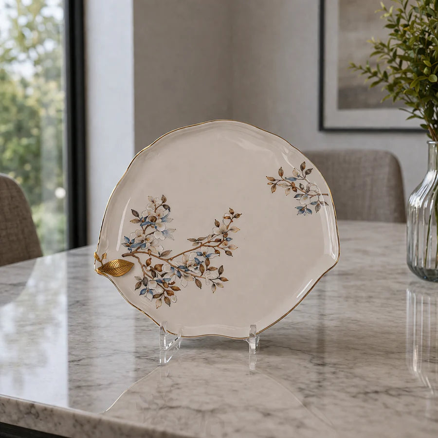 Angela Premium Floral Gold-Rim Ceramic Dinner Plate – 11 Inch