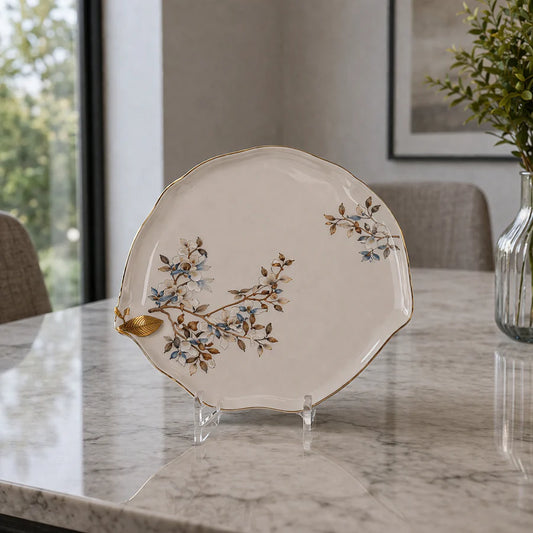 Angela Premium Floral Gold-Rim Ceramic Dinner Plate – 11 Inch