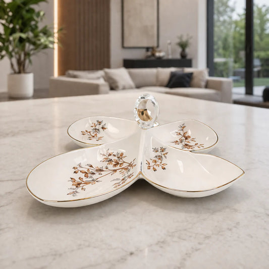 Angela Floral Elegance 5-Section Ceramic Serving Tray