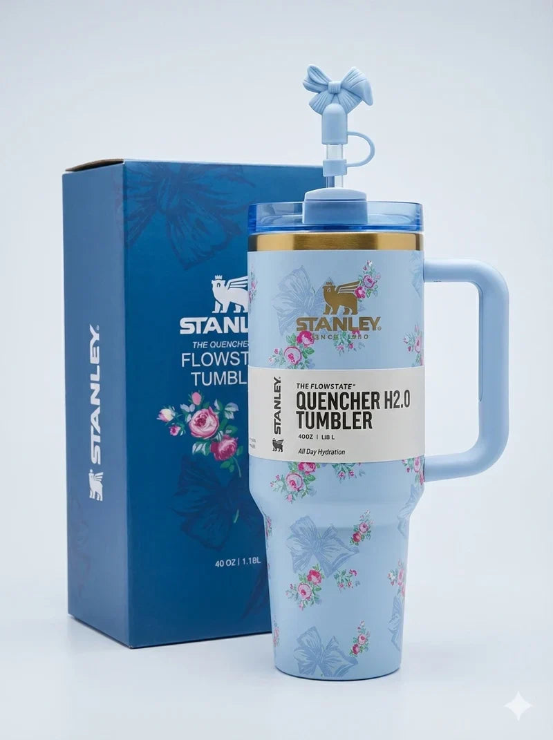 The Floral Quencher H2.0 FlowState™ Tumbler | 40 OZ | Blue