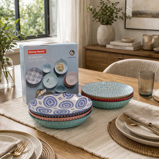 Danny Home Bohemian Design Pasta Bowls 6pcs 20.4cm