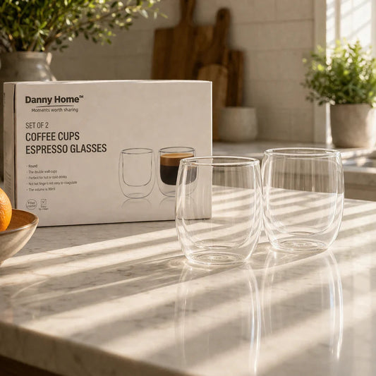 Danny Home Double Walled Espresso Glasses 80ml - 2Pcs Set