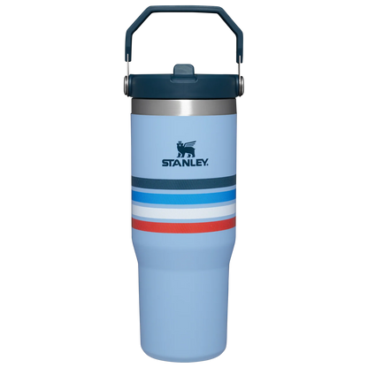 The IceFlow™ Flip Straw Tumbler | 30 OZ - Cornflower Stripe