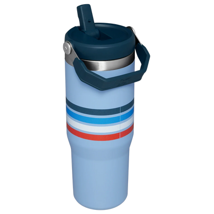 The IceFlow™ Flip Straw Tumbler | 30 OZ - Cornflower Stripe