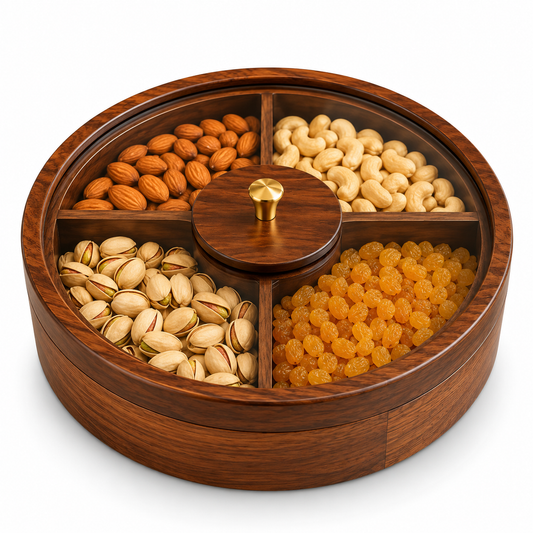 Luxury Round Walnut Dry Fruit Box