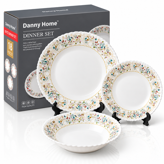 Danny Home 18 Pcs Floral Vine Dinner Set