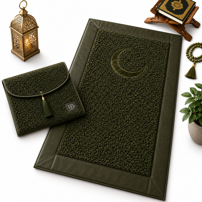HomeIbadah Turkish Fleece Prayer Mat - Army Green
