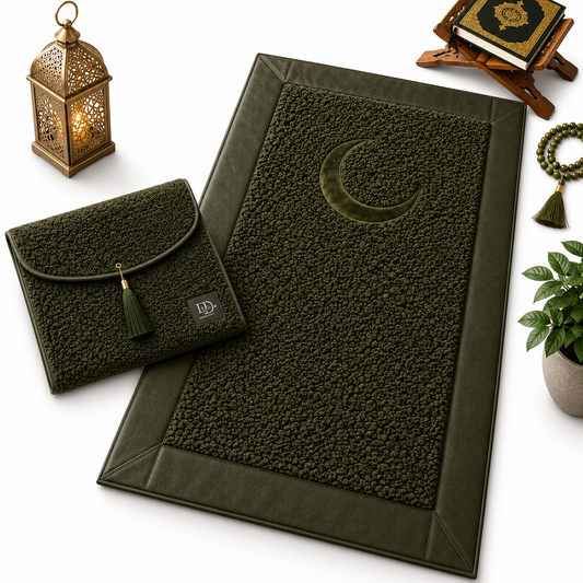 HomeIbadah Turkish Fleece Prayer Mat - Army Green