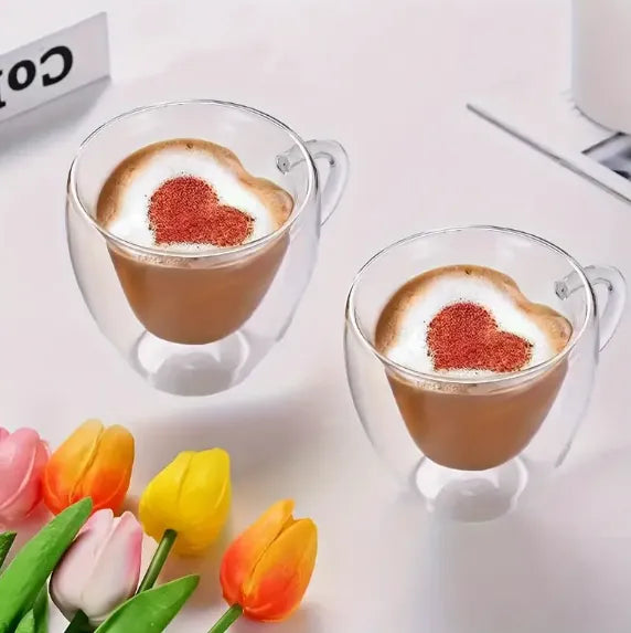 Double Wall Glass Mug | Heart