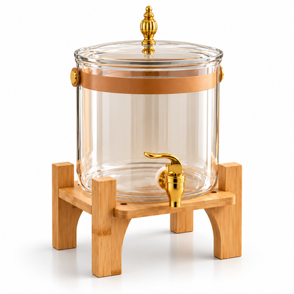 6.5L Glass Beverage Dispenser with Wooden Stand (Clear)