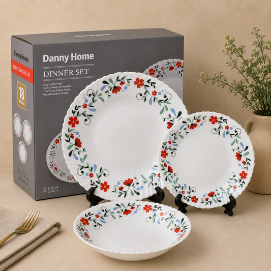 Danny Home 18 Pcs Scarlet Blossom Dinner Set