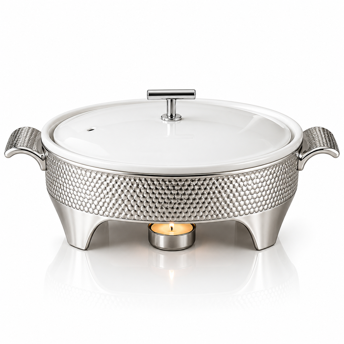 Brilliant Premium 14.5-Inch Round Chafing Dish with Candle Stand