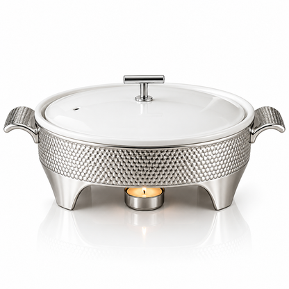 Brilliant Premium 14.5-Inch Round Chafing Dish with Candle Stand