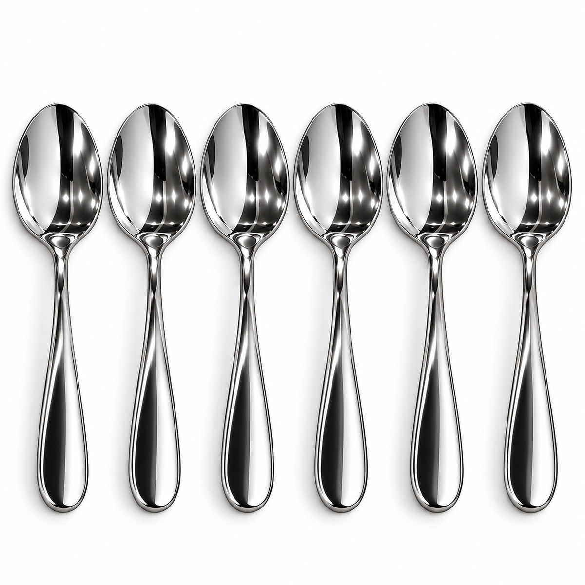 Premium Silver Stainless Steel Spoon Set – 6 Pcs
