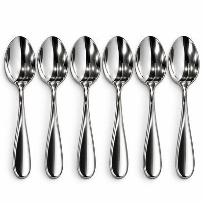 Premium Silver Stainless Steel Spoon Set – 6 Pcs
